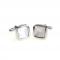 Heavy Sided Silver Tone Square Mother of Pearl Cufflinks 3.JPG